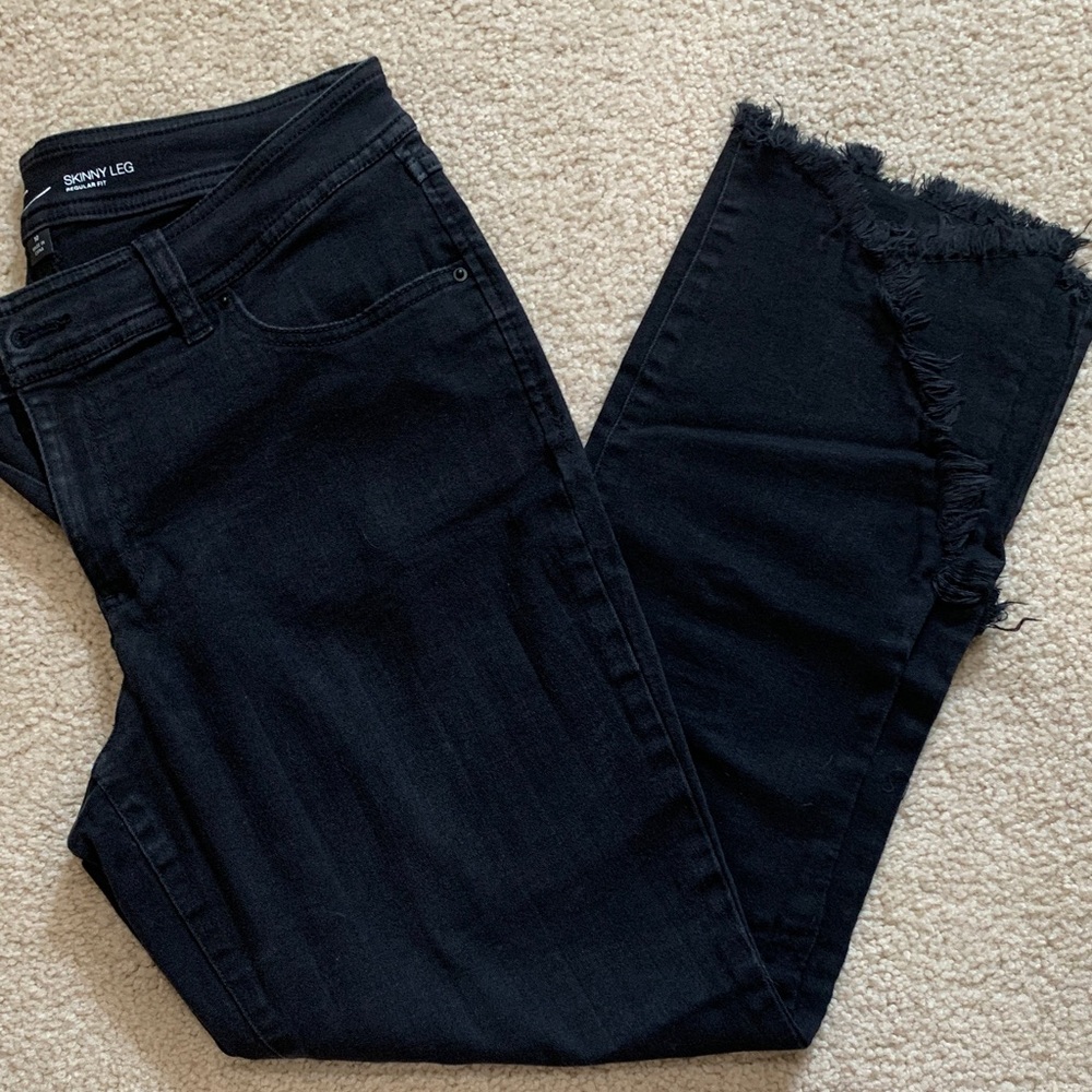 INC International Concepts Black Frayed Skinny Jeans